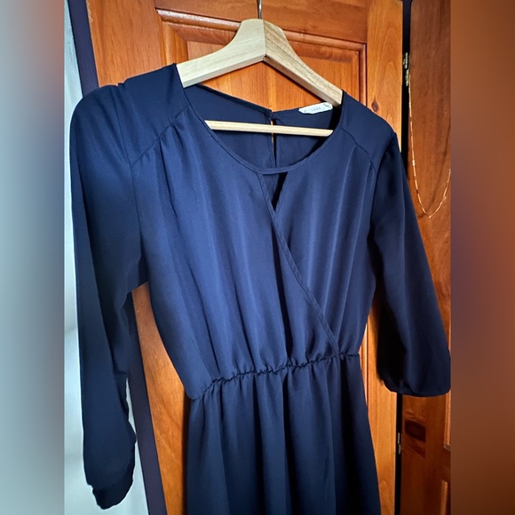 Navy Lush Mini Dress with 3/4 length Sleeves - Picture 2 of 5